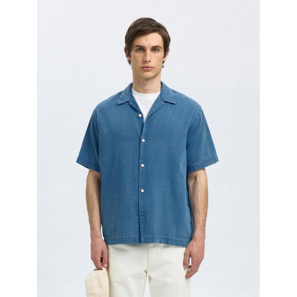 Selected Homme Relaxed Fit Denim Short Sleeve Shirt